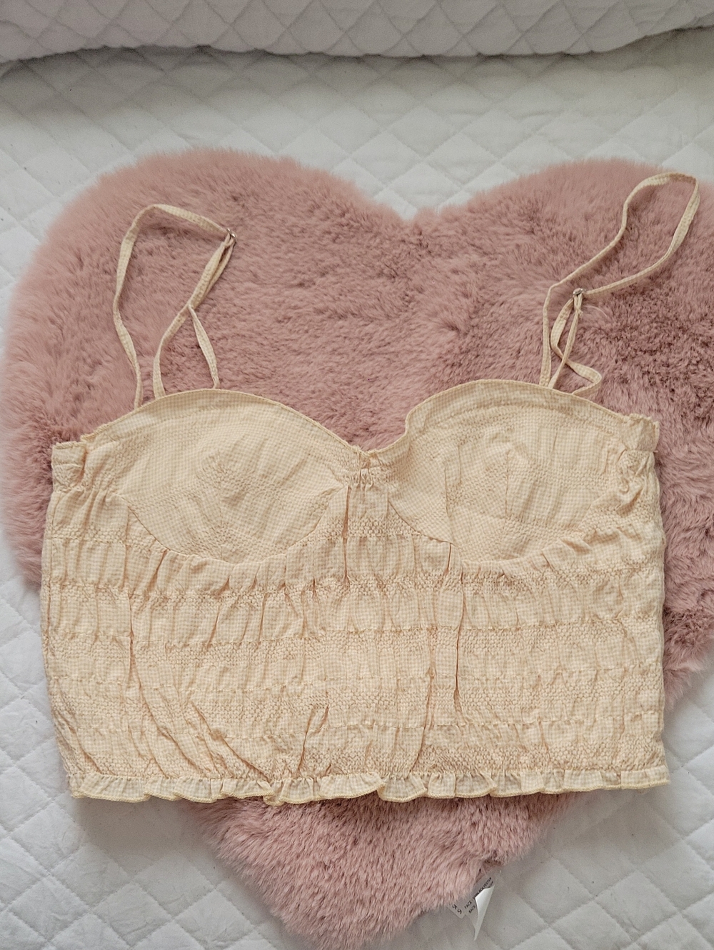 Women’s Cream Smocked Bustier Crop Top